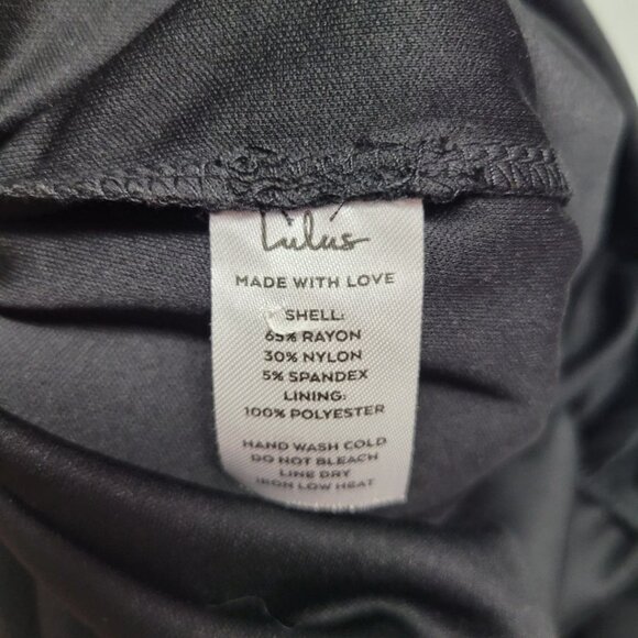 Lulus Black Dress Open Back Fitted Zip Back Ruffle Cap Sleeve Womens Medium - Picture 10 of 12